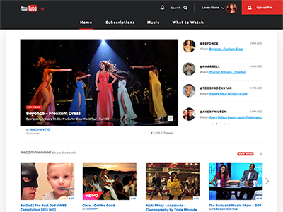 Youtube Home recurring feed ui visual design youtube