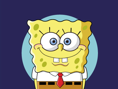 SpongeBob cartoon character cute illustration，yellow smile spongebob square