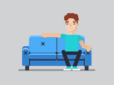Boring Man character flat illustration man vector
