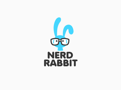 Nerd rabbit logo cartoon character concept design logo logo design nerd rabbit