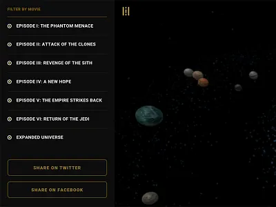 Star Wars: An Interactive Galactic Experience (Menu Detail) experience galaxy gold hoth star wars tatooine