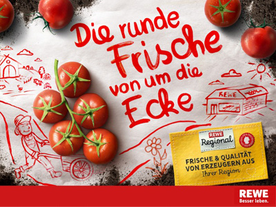 Rewe Commercial. artcoreillustrations food fresh illustration red rewe tomatoe type typography