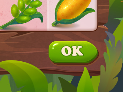 Happy farm: button button farm game illustration match3 tree ui wood