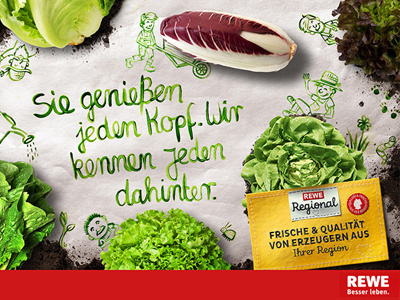 Rewe Commercial. artcoreillustrations food fresh illustration red rewe salad type typography