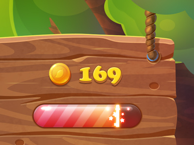 Happy farm: progress coin farm game life progress rope score tree ui wood