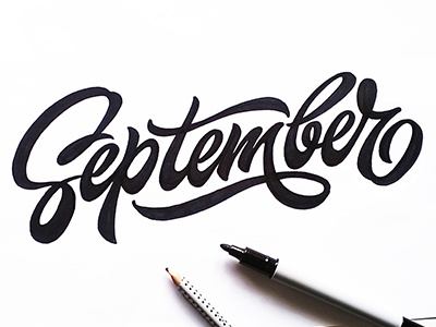 hi!september art hand lettering logo print sketch type