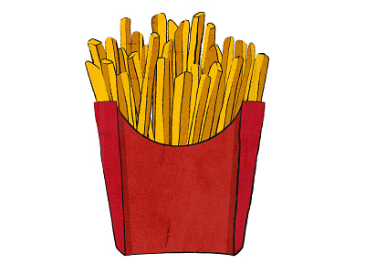 Yum! French fries! detail food french fries fries grunge illustration red yellow