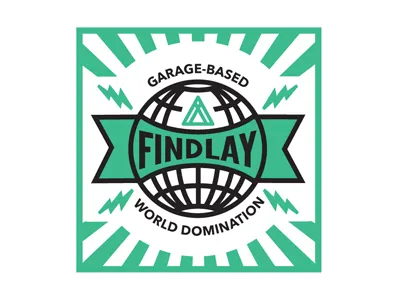 Findlay Stickers findlay findlay hats findlay stickers globe nhammonddesign nick hammond nick hammond design nickhammonddesign.com sticker sticker design world world domination