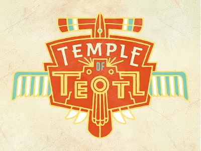 Temple of Teotl Final aztec jade jewels logo logotype mayan shield wings