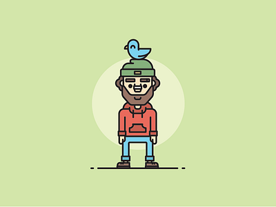 Traveler bird character clean flat illustration illustration line line art out line people traveler