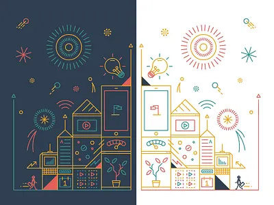 Be inspired in your workplace abstraction celebration design grovo idea illlustration inspire plants work