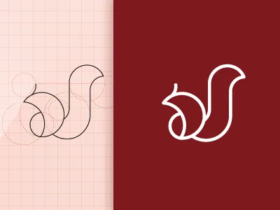 Squirrel animal circle flat grid line logo mark squirrel straight symbol