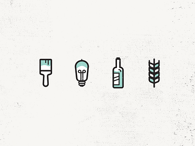 Icons drinks iconography icons industrial lightbulb paint brush ui ux