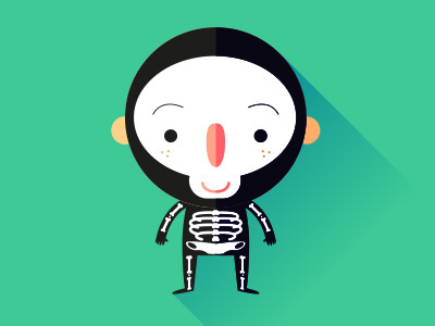 Skull Kid cute design flat halloween illustration kid party print skull vector