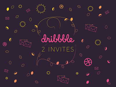 2 Dribbble Invites draft dribble dribble invites invites pink yellow