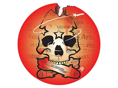 Drone Strike bombs drones editorial halftone illustration middle east news round skull spot us war