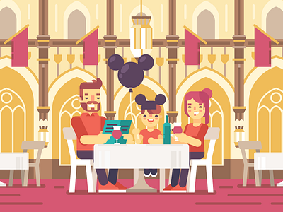 Disney World / Cinderella’s Royal Table cinderella disney disney world flat illustration mickey restaurant royal table simple stolz stuff