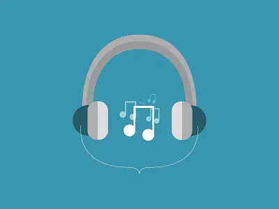 Headphones beige blue flat grey headphones illustration music