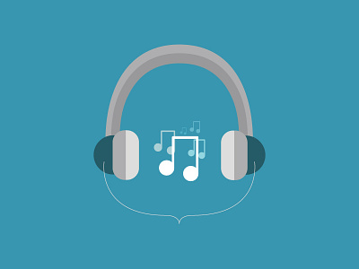 Headphones beige blue flat grey headphones illustration music