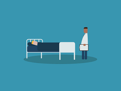 Doctor bed blue doctor flat grey hospital illustration white