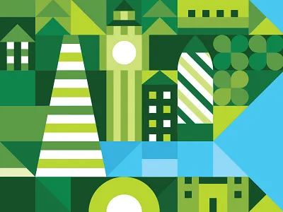 Little London big ben city country england geometric london map square vector