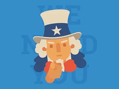 We need you flat flat illustration uncle sam we need you