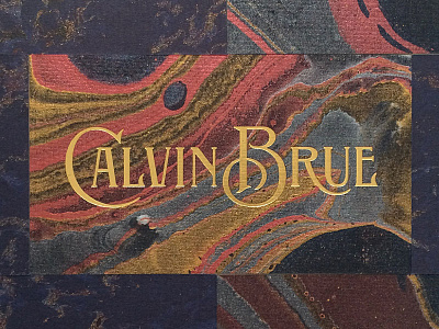 Calvin Brue branding gold foil lettering