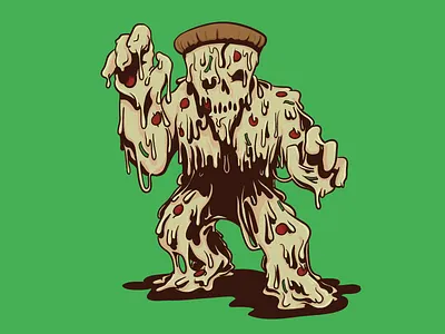 Mothef Pizzombie character characterdesign cheese horror illustration mothef pepperoni pizza shirt threadless tshirt zombie