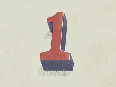 ONE design illustration numbers retro type typeface typography vintage