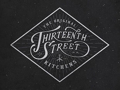 Thirteenth Street Kitchens Nº 001 antique badge branding diamond icon identity logo philadelphia script seal typography vintage