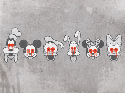 The Gang's All Here! black and white daisy disney donald goofy graphic design illustration mickey minnie pluto texture vector