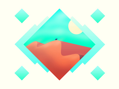 Desert Tides camel day desert dunes geometric illustration minimal sand silhouette sky summer sun