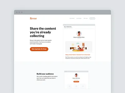 Revue landingpage email landing newsletter revue web website