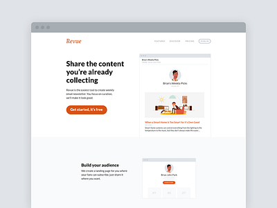Revue landingpage email landing newsletter revue web website