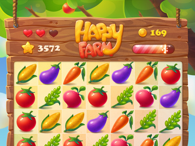 Happy farm farm field game grass match3 tree ui wood