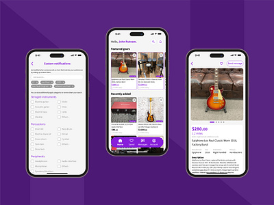 Concept of Used Musical Equipment Marketplace App concept figma guitar marketplace mobile mobile app mobile design musical equipment secondhand shop ui ux