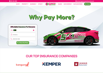 Auto Insurance WordPress Website auto insurance business divi landing page design ui design web design website website devlopment website redesign