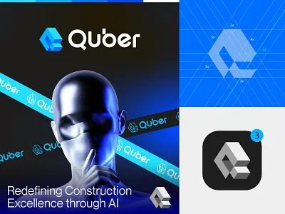 Quber™ - Isometric Logo for a construction management AI tool ai tool logo branding brick logo building logo construction logo creative logo design geometric logo homelogo house logo icon isometric logo letter q logo logo logo construction modern logo property logo real estate logo tech logo technology logo