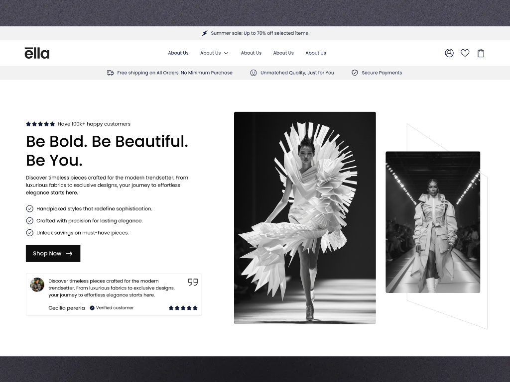 CRO Focused ecom Hero section - Futuristic Fashion Runway cro cro focused hero section hero section redesign website ui