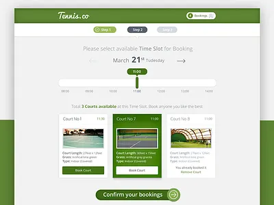 Tennis Court Booking System App app booking booking system date results search select time web
