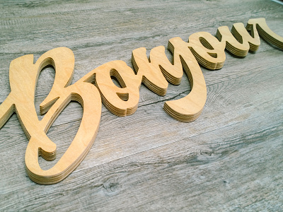 Bonjour Dribbble bonjour lettering wood word