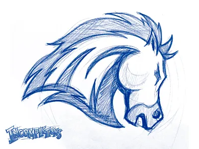 Incompletions Pt. 6 - Bucking Bronco action athletic bronco bucking college custom design hand drawn horse illustration mascot sketch