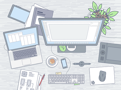 Workplace artwork flat illustration job style workplace