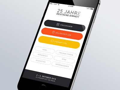 Festival App "25 Jahre Tag der Deutschen Einheit" app festival interface ios iphone startscreen tag der deutschen einheit ui