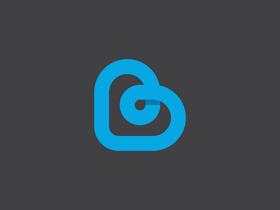 "B" Heart b blue gray heart logo shadow