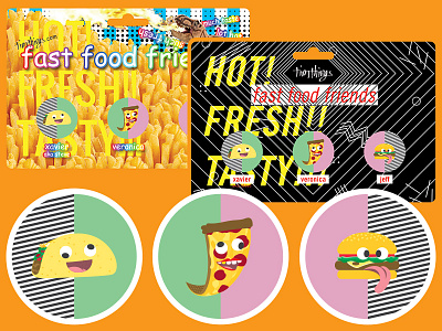 fast food friends burger buttons food fries illustration packaging pattern pizza taco timthings