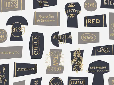 Wine Corks foil gold grey hot stamp letterpress navy vino