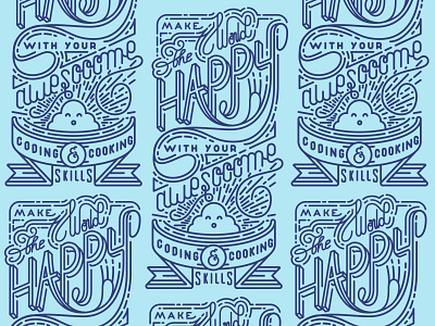 Make the world happy design handmade illustration lettering outline type typography vector