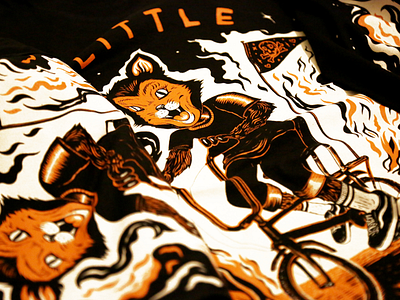 Little Wheels Shirts! cat cycling drawing halloween illustration ink tshirt wip