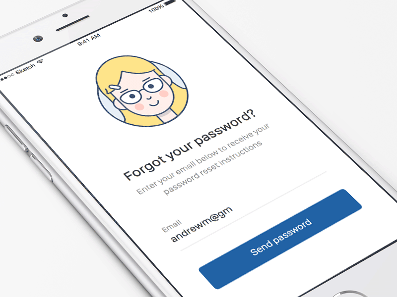 Forgot Password atlassian character form illustration ios iphone 6 lost password password